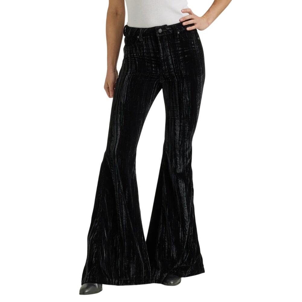 Wrangler Black Velvet High Rise Flare Pants - Picture 9 of 11